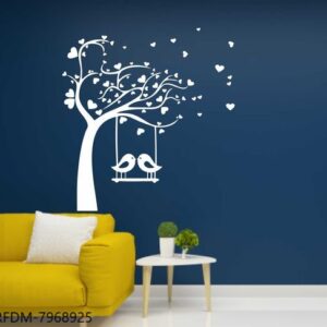 Wall Attraction Birds on Branch & Cage White Wall Sticker for dark walls / Wallpaper / bedroom Sticker