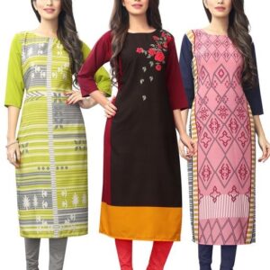 Women’s Crepe Digital Print Dress (Pack Of 3)