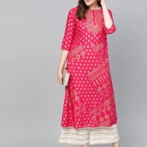 KURTI RAYON PRINTED KURTA (PINK)