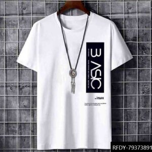 Printed Cotton Men Round Neck T-Shirt – white