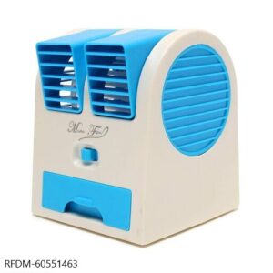 Portable Dual Bladeless Mini Cooler Desktop Table Fan Small Water Air Conditioner Powered by USB and Battery Use of Car Home Office – MULTICOLOUR