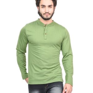 Kalt Men Full Sleeves Henley Neck Cotton Blend T-Shirt