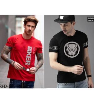 Men’s Cotton Printed Half Sleeve Tshirt (Pack of 2)