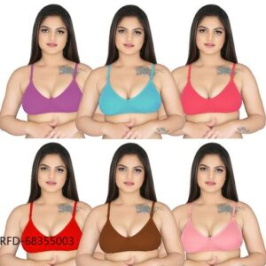 STYLOPEDIA Women’s Support Shaper Stretch Cotton Everyday Bra – Full Coverage, Non-Padded, Wire-Free Multicolor Everyday Cotton Bra Combo of 6