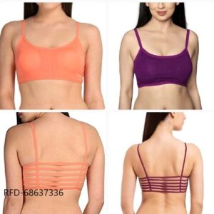 Women’s 6 Strap removable Padded Cotton T-Shirt Bra for women free size 28 to 34 (Pack of 2)