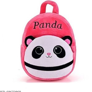 NEXUS BAGS Panda Kids School Bag Soft Plush Backpacks Blue Velvet Cartoon Baby Boy/Girl (2-5 Years) (Light Pink)