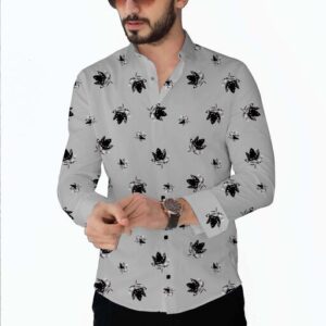 Leaf Pattern Pattern Men Shirt Fabric (Unstiched)