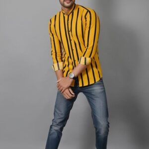 strips shirt for men in yellow color