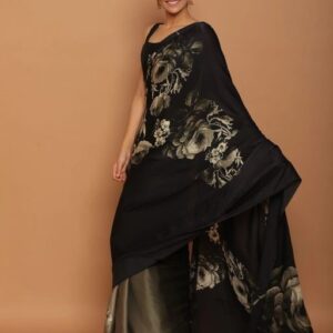 KIV Designer party wear japan satin saree with unstiched blouse