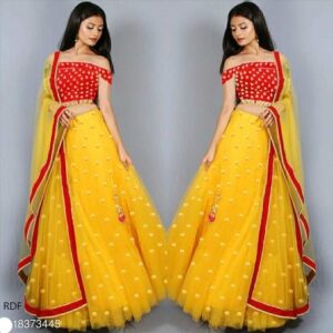 Women’s new stylish and bollywood latest net lehengha choli for women with embroidery work with blouse piece