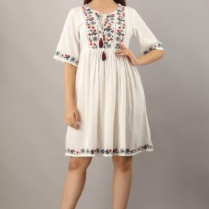 Women Fit and Flare White Dress