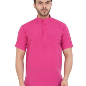 Mag Men’s Casual Cotton Blend stripted half sleeve short kurta For Men