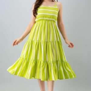 Women Green Color Fit And Flare Dress