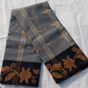 Women’s Bengali Pure Cotton Saree-Tant Handloom Daily wear (English or Blackish color ||Without Blouse)