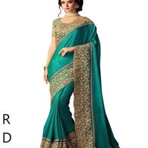 Vikashdeep Fashion Studio Paper Silk/Sana Silk Embroidered Designer Saree with Blouse Piece VDFS_Green