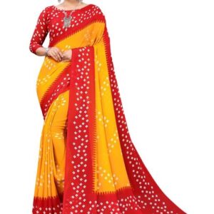 Women’s Desinger Georgette Floral Printed Saree with Blouse Piece