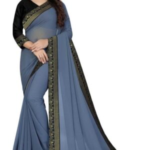 Solid Daily Wear Poly Georgette Saree