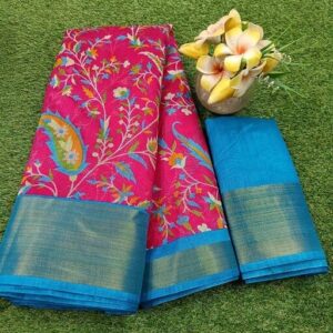 Ikat Printed Jari Border Saree