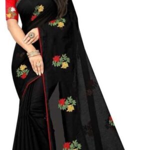 fabulous attractive kasavu embroidered chanderi saree