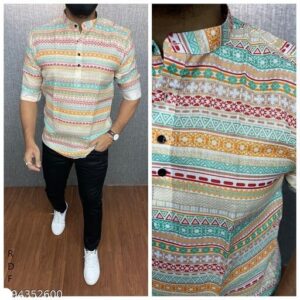 Men Multicolor soft Cotton Blend Straight Kurta Style shirt