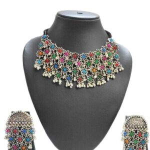 Mad Over Fashion Multi Color Stone Work Jewellery Set