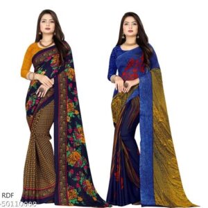 Set of 2, Georgette Sarees with Blouse Piece