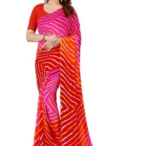 Leheriya Print, Georgette Saree with Blouse Piece