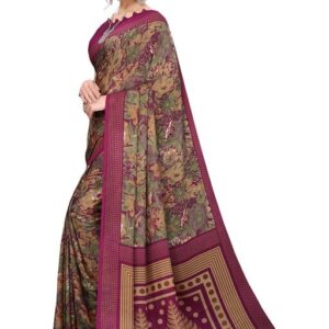 Women’s Desinger Georgette Floral Printed Saree with Blouse Piece