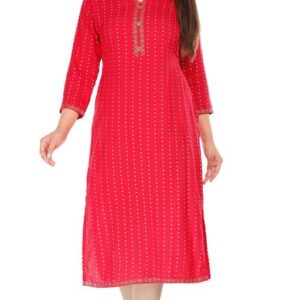 WOMEN’S REYON DARK PINK Straight KURTA