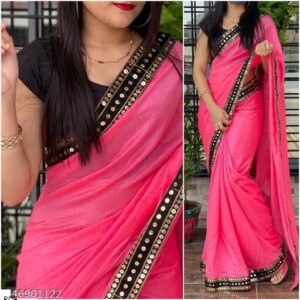 TRENDY VICHITRA SILK SAREE WITH SEQUANCE LACE BORDER