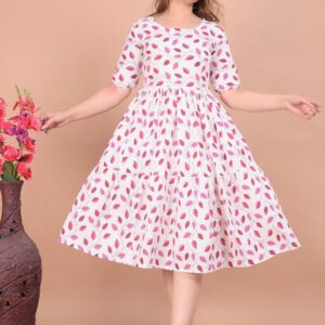 dress with cottom fabric in pink multicolored