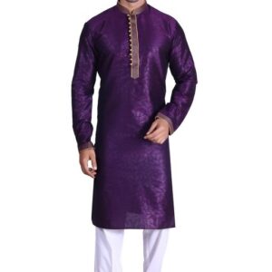 Men Embroidered Cotton Silk Straight