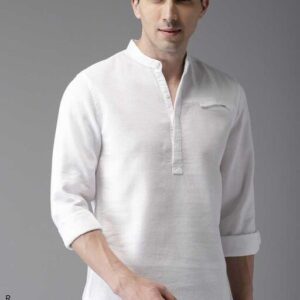 Men Solid Cotton Blend Straight Kurta