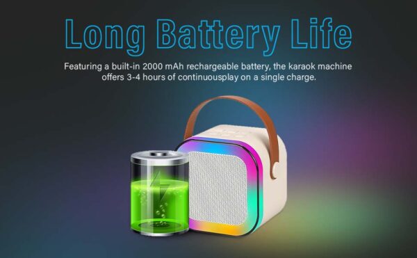 Mini Karaoke Machine for Kids Adults, UZSOMX Portable Bluetooth Speakers and 2 Wireless Microphones Song Toys with LED Light, Chritmas Birthday Toys Gifts for Girls Boys Toddler Teens - Image 6