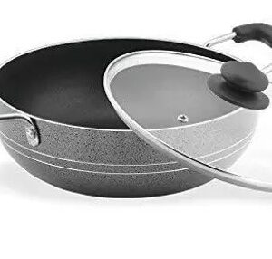 Glass lid kadhai, glass lid kadai, nonstick kadai, pot and pan set, nonstick cookware set kadhaiKadhai Non-Stick with Glass Lid Pot ,Handi Sat,Fry pan(new)