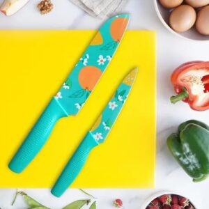 Stainless Steel 3 Pieces Professional Kitchen Knife Set/Meat Knife/Chef Knife with Non-Slip Handle Sharp Manual Sharpening for Home Kitchen/High Carbon Stainless Steel Knife Blue Set(Blue)
