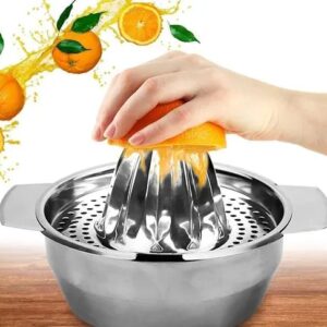 FROGTAIL Stainless Steel Manual Juicer Lemon Squeezers, Multifunctional Orange Citrus Lime Juicer, Hand Fruit with Strainer & Bowl(Pack of 1)