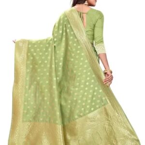 Women’s Soft Banarasi Silk Saree New Collection Sarees With Blouse Piece Firozi