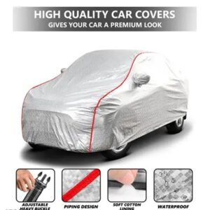 Fully Waterproof Car Cover For Tata Nexon UV Protection & Dust Proof Full Tested Premium Polyester Fabric with Mirror Pockets Nexon Cover All Model Suitable Universal Fit Premium Quality with Triple Stitched Fully Elastic Surface Body Protection Nexon Car Body Cover, Nexon Car Cover