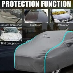 Car cover for Maruti Suzuki Eeco All Weather Water Resistant Car Cover Compatible With All Models & Variants, Car Full Body Cover Body Cover, Car Body Protector, Body Cover With Waterproof and Dust Proof With Mirror (Grey and Aqua) Piping