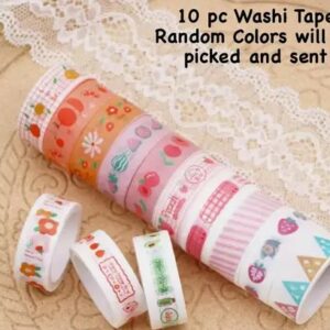 Crafty Cuddle Multi Design 10 Rolls Washi Tape Set Colorful Multi Style Design, Decorative Tapes for Arts, DIY Crafts Journals, Planners, Gift Wrapping (Set of 10, Multicolor)