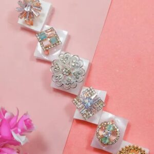 Combo Of 6 Partywear Multicolour Adjustable Rings