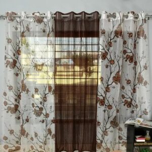 Some Thing New Tissue Net Flower Curtain Heavy Elyet Ring 7ft Pack Of 3