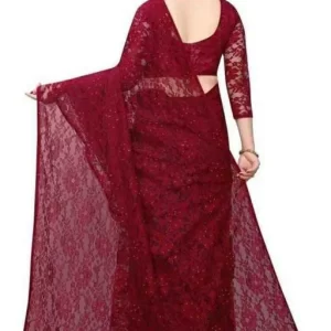 Brasso Net Navy Blue Saree With Blouse