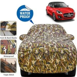 Waterproof Car Cover For Maruti Suzuki Swift Models (2018-2024) Triple Stitched Swift Car Cover Premium Fabric With Mirror Pockets Swift Body Cover Fully Elastic Surface Body Protection UV Resistant / Dustproof / Swift Car Cover Waterproof