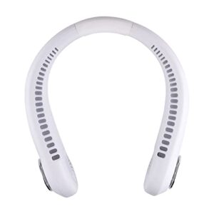 Portable Neck Fan, Hands Free Wearable Bladeless Fan, Ultra Light Rechargeable Mini USB Fan for Travel/Home/Office, 3 Speeds (White)