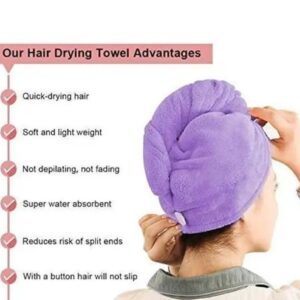Polker Hair Towel Wrap Turban Microfiber, Hair Drying Towels Quick Dry Hair Hat Drying Shower Head Towels Wrapped Bath Cap Anti Frizz Hair Care Dryer Towel for Women Girl Wet/Long/Curly/Thick Hair Shower Caps heavy quality hair wrap towel (EXPORT QUALITY) (MULTICOLOR)