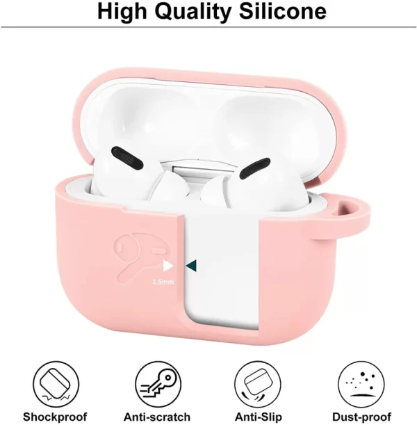 Air Pods Pro & Case Cover, Shockproof Washable Silicone Protective Cover Case with Carabiner Front LED Visible - Image 5