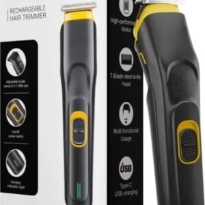 Trimmer Men, Beard Trimmer for Men, Professional Hair Clipper, Cordless Professional Hair Trimmer Titanium coated blade waterproof Trimmer 90 min Runtime 12 Length Settings (Black, Yellow)