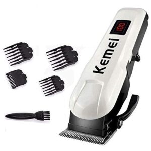 Men’s Low Voice Rechargeable Hair Clipper Razor Trimmer [White] | LCD Display & Cordless Electric | Professional Shaver Beard Trimmer | Grooming & Shaving Machine | Haircut Trimmer Cutter